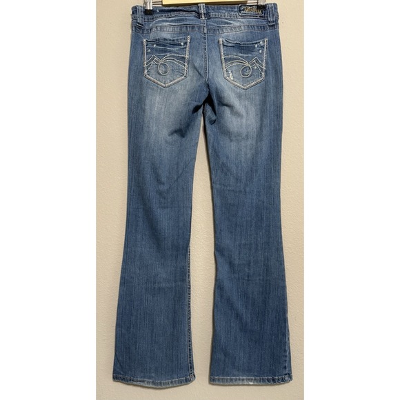 Vanity Jeans Women's *fits 28x32 Tall Blue Y2K Low Rise Flare Hippie Festival - Picture 4 of 14